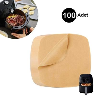 100 Adet Air Fryer Pişirme Kağıdı Tek Kullanımlık Yağ Su Geçirmez Yapışmaz Deliksiz Düz Kare Model (3936)