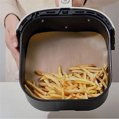 100 Adet Air Fryer Pişirme Kağıdı Tek Kullanımlık Yağ Su Geçirmez Yapışmaz Deliksiz Düz Kare Model (3936)
