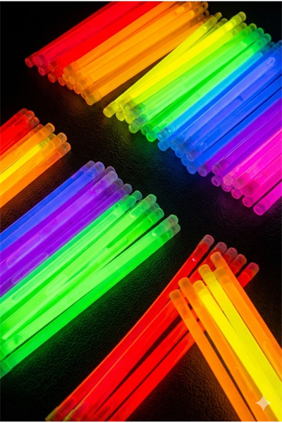 100 Adet Fosforlu Glow Stick Parti Seti | Bileklik, Kolye ve Eğlenceli Işık Çubukları