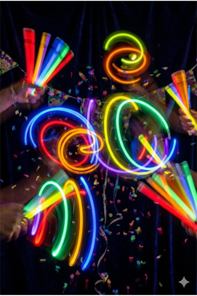 100 Adet Fosforlu Glow Stick Parti Seti | Bileklik, Kolye ve Eğlenceli Işık Çubukları