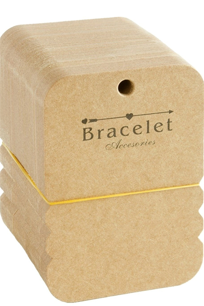 100 Adet Kraft Yan Bileklik Kartı - 7.5x10 cm Toka Boyu, Takı Organizeri BX-313745