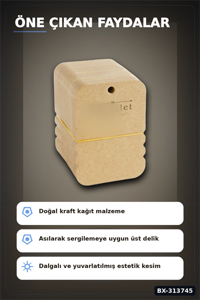 100 Adet Kraft Yan Bileklik Kartı - 7.5x10 cm Toka Boyu, Takı Organizeri BX-313745