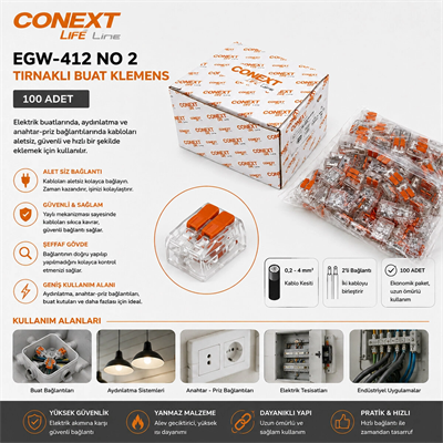 100 Adet No 2 0.2x4.0 Kablo Geçmeli Mandallı Buat Klemens Bx40