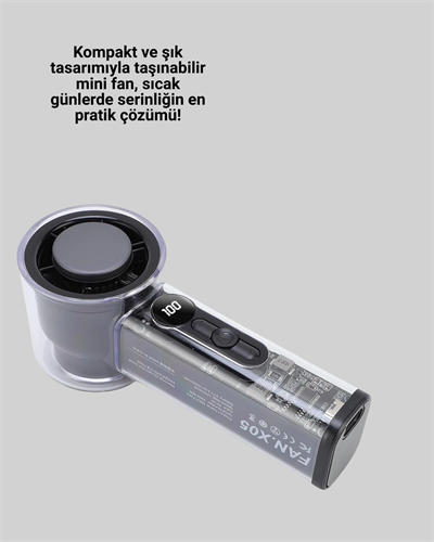 100 Kademeli Ayarlanabilir Mini Fan | Dijital Ekranlı Serinletici