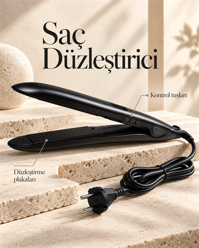 %100 Katı Seramik Plakalı LCD Ekranlı Saç Düzleştirici