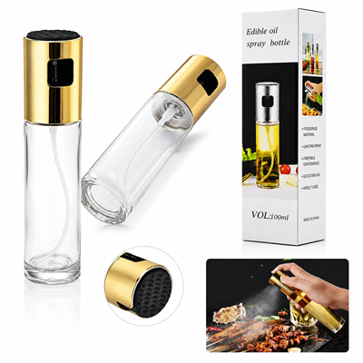 100 Ml Sprey Cam Yağdanlık Krom - Renkli Sprey Kafa - İnce Uzun Şişe Bx40