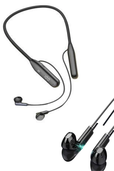 100 Saat Kablolu Boyun Askılı Dijital Göstergeli Bluetooth Kulaklığı