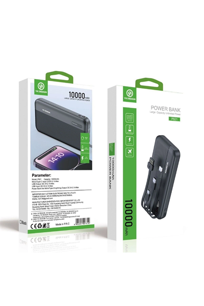 10000 Mah Micro Type-c Usb Lightning 4 Kablolu Hızlı Kablosuz Şarj Powerbank Bx40