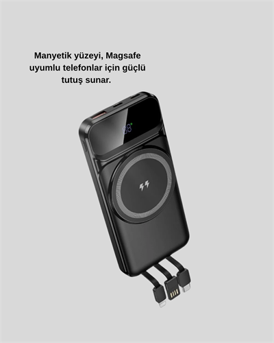 10000 mAh Kablosuz Hızlı Şarj Destekli Powerbank – 15W, PD20W, Type-C Girişli