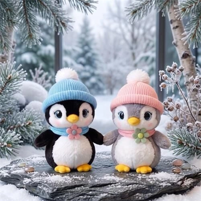 10028 ASORTİ ŞAPKALI PENGUEN PELUŞ 27CM-ZRV