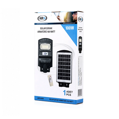 100w - 6500k Solar - Güneş Enerjili Sokak Lambası - Armatür Sensörlü Bahçe-balkon-sokak Ars-348964 Bx40