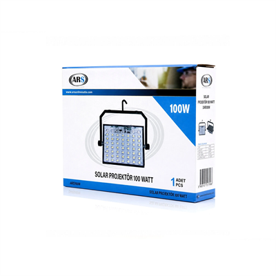 100w Güneş Enerjili Led Işık Solar Projektör - Fener Kamp - Dış Mekan 3 Farklı Led Işık 348960 Lmb Bx40