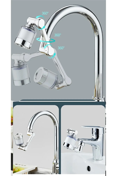 1080 ° Derece Dönebilen Filtreli Lavabo Musluk Başlığı