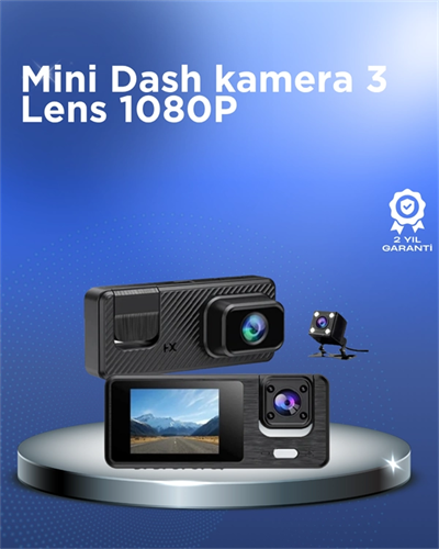 1080P 3 Kameralı Araç DVR – Döngü Kayıt ve Geri Görüş Özellikli