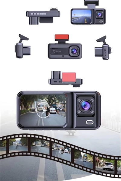 1080P 3 Lensli WİFİ Araç İçi Kameralı Ekran DVR Kaydedici Gece Görüşlü