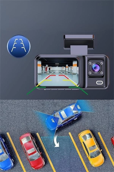 1080P 3 Lensli WİFİ Araç İçi Kameralı Ekran DVR Kaydedici Gece Görüşlü