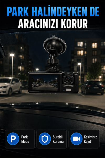 1080P Full HD Araç İçi Kamera WiFi Bağlantılı Çift Kameralı Geniş Açılı Araç Kayıt Kamerası