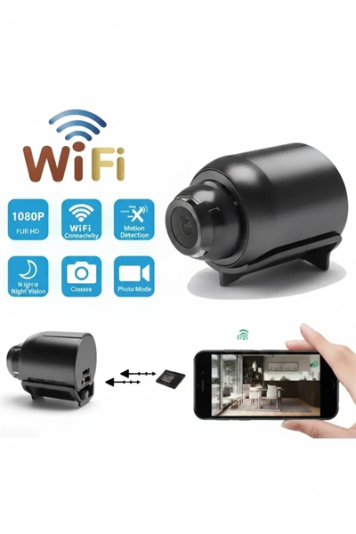 1080P HD WiFi Mini Kamera 120° Geniş Açı Gece Görüşü Manyetik 360° Döner TF Kart Destekli