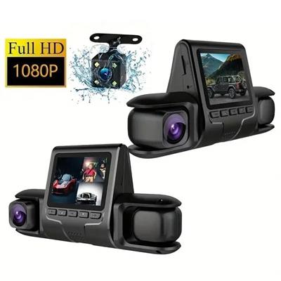 1080P Üçlü Lens Araba Dash Cam Dashcam Ön İç & Arka HD Araba DVR 120 ° Açı Döngü Kaydı Yerçekimi Sensörü (3936)