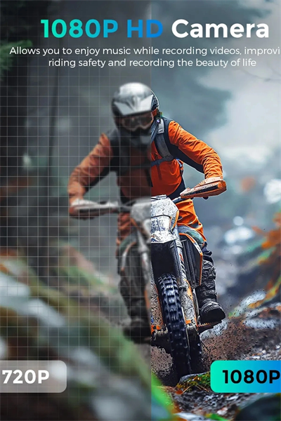 1080P Video Kayıt Özellikli, Su Geçirmez ve Bluetooth 5.4 Motorcu Interkom Kulaklığı