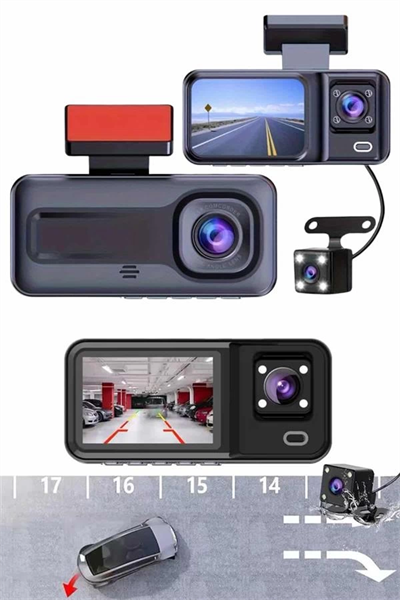 1080p Sürüş Kaydedici 2 İnç Araç Araba Ön İç Arka DVR IPS Ekran