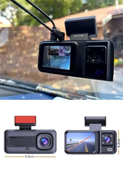 1080p Sürüş Kaydedici 2 İnç Araç Araba Ön İç Arka DVR IPS Ekran