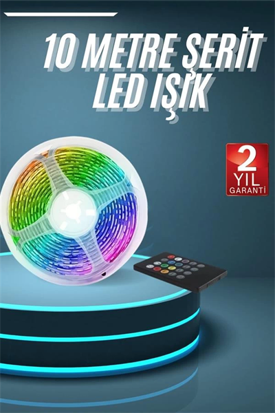 10M Şerit Led İç Mekan Renkli Rgb Şerit Led Kumandalı