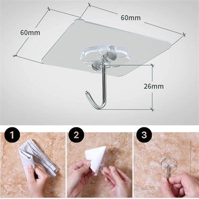 10'lu Şeffaf Kendinden Yapışkanlı Güçlü Askı Kancası, Banyo Mutfak Organizer, İz Bırakmaz Pratik Askı