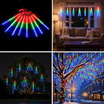 10'lu 45 CM Uzunluğunda Plastik Meteor 2m Kablo LED USB RGB Ağaç Işığı – Renk Değiştiren Asmalı Dekoratif Bahçe ve Dış Mekan Aydınlatması (3936)