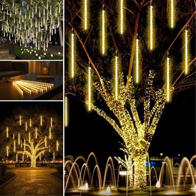 10'lu 45 cm Plastik Meteor LED USB 2M Kablo Sarı Renk Ağaç Işığı – Renk Değiştiren Asmalı Dekoratif Bahçe ve Dış Mekan Aydınlatması (3936)