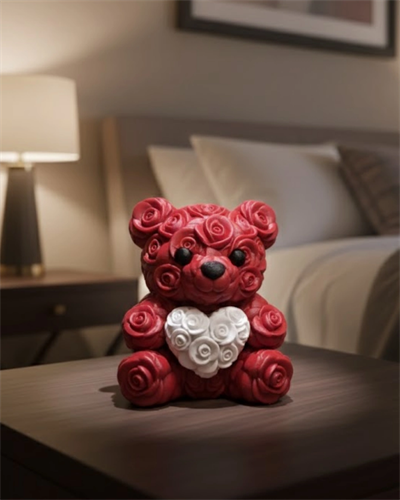 10cm 3D Özel Baskı Kalpli Ayıcık Romantik Hediye Objesi