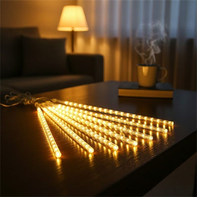 10lu 45 cm Plastik Meteor LED USB 2M Kablo Sarı Renk Ağaç Işığı – Renk Değiştiren Asmalı Dekoratif Bahçe ve Dış Mekan Aydınlatması