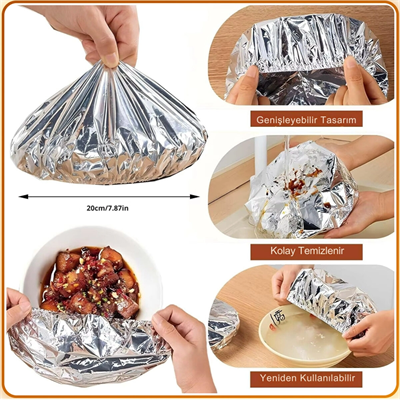10lu Bone Kapak - Folyo - Isı Yalıtımlı - Tabak ve Mini Tencere Uyumlu