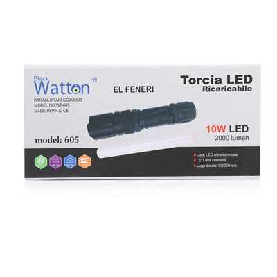 10w 2000 Lümen 4 Renk Güçlü El Feneri Wt-605