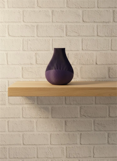 11 cm Mor Minimal Çizgili Vazo Masa Üstü Şık Dekor Objesi