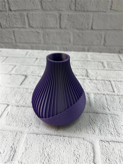 11 cm Mor Minimal Çizgili Vazo Masa Üstü Şık Dekor Objesi