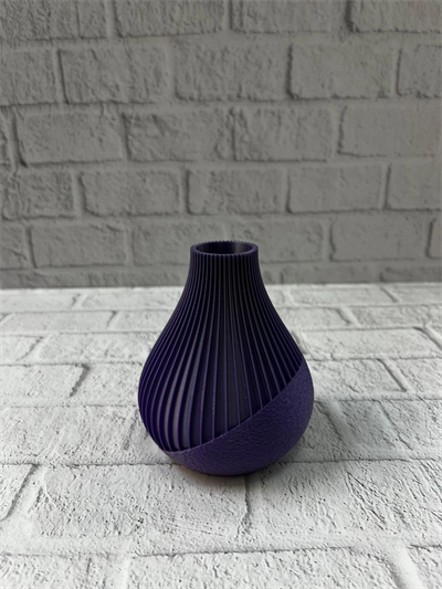11 cm Mor Minimal Çizgili Vazo Masa Üstü Şık Dekor Objesi