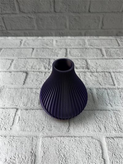 11 cm Mor Minimal Çizgili Vazo Masa Üstü Şık Dekor Objesi