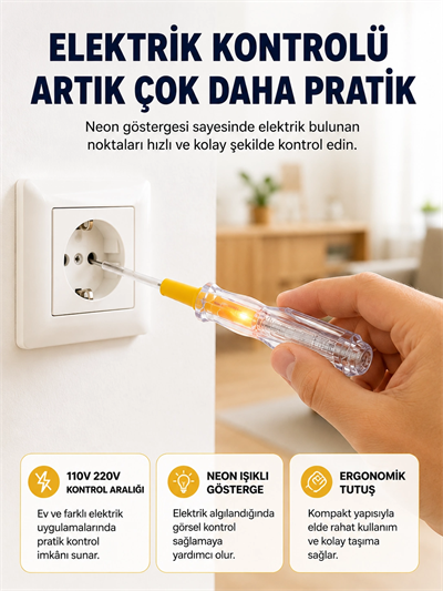 110-220V Elektrik Test Kalemi Korozyona Dayanıklı Nikel Kaplamalı