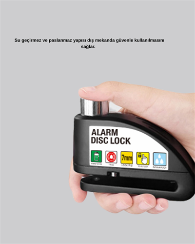 110 dB Alarmlı Disk Fren Kilidi Su Geçirmez Çelik Gövde Motosiklet Güvenlik