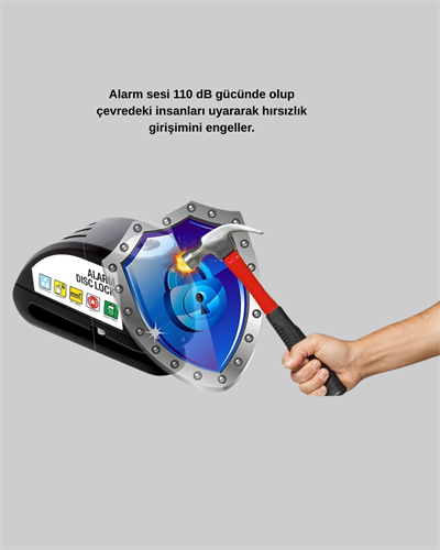 110 dB Alarmlı Disk Fren Kilidi Su Geçirmez Çelik Gövde Motosiklet Güvenlik
