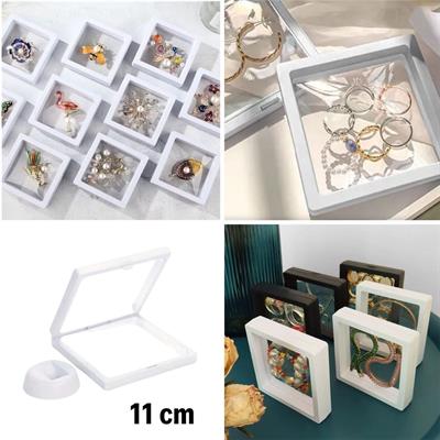 11x11cm Standlı 3D Takı Ziynet Hatıra Koleksiyon Saklama Kutusu Şeffaf Film Çerçevesi (3936)