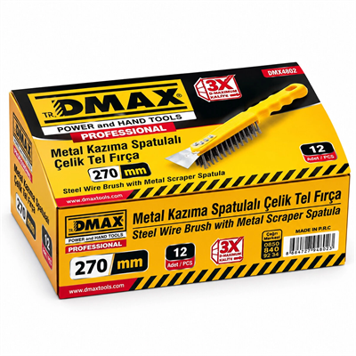 12 Adet 2ın1 Çelik Tel Fırça - Metal Kazıma Spatula 270mm Bx40