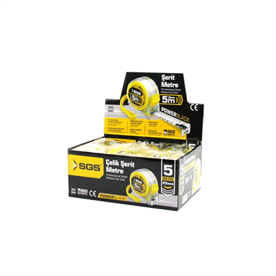 12 Adet 5mt X 25mt Şeffaf Stoplu Şerit Metre Bx40