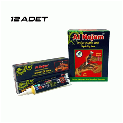 12 Adet Al Najam Siyah Tüp Kına 30gr Bx40