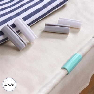 12 Adet Çok Amaçlı Çarşaf Tutucu, Sabitleyici ,Kaydırmaz Nevresim Örtü Düzenleyici Klipsler (3936)