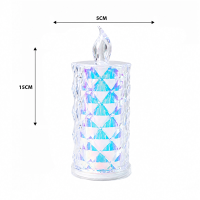 12 Adet Led Candle Kamp Büyük Boy= Çap:5cm - Y: 16cm Pilli Led Mum Mika Kristal Plastik Yakut-13637 Bx40
