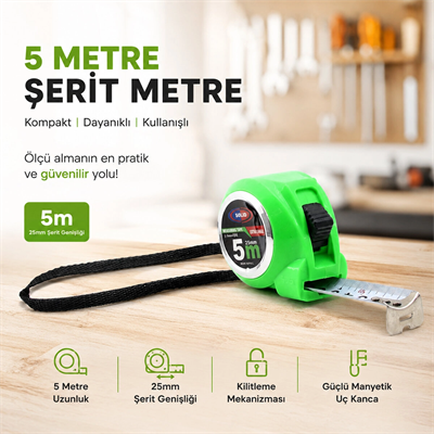 12 Adet Measurıng Tape 5mtx25mm Şerit Metre Bx40