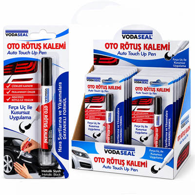 12 Adet Metalik Siyah Oto Rötuş Kalem Fırça Uç 5ml Bx40