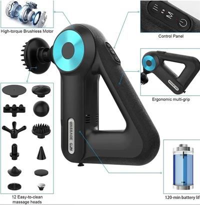 12 Başlıklı Profesyonel Masaj Tabancası Çok Fonksiyonlu (3936)